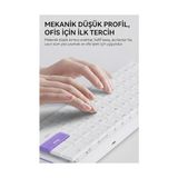 Palmira Demir NKL61 60% Mekanik Klavye 61 Tuş Düşük Profil Kablolu Kompakt Gaming ve Ofis Klavyesi Kırmızı Linear Switch 22 Tuş Anti Ghosting Abs Keycaps (NKL61 Beyaz Mor | Red Switch)
