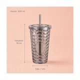 Palmira Demir Pipetli Mika Bardak 500 Ml, Kapaklı ve Pipetli Içecek Bardağı, Soğuk Kahve Meşrubat Smoothie ve Günlük Kullanım Için Pratik Plastik Bardak (Siyah) - 0 - Siyah
