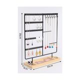 Palmira Demir Takı Organizeri, Takı Standı Metal Stand ve Ahşap Taban, 35X30X9.5 Cm, Küpe Kolye Yüzük Düzenleyici, Siyah