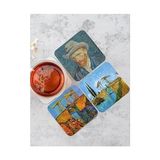 Palmira Demir Temalı Ahşap Bardak Altlığı Ahşap Baskılı Altlık 6'lı Set (9 X9CM) KARBONNM14 - 0,5 x 7 cm