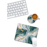Palmira Demir Yeşil Mermer Desenli Mouse Pad ve Bardak Altlığı Set