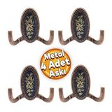 Palmira Duvar Vestiyer Askısı Metal Dolap Elbise Havlu Askılığı Antik Bakır Askı Askılık (4 Adet)