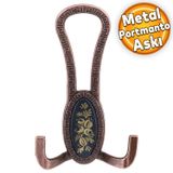 Palmira Portmanto Vestiyer Duvar Askısı Metal Dolap Elbise Askılığı Antik Bakır Siyah Desenli
