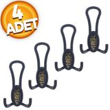Palmira Portmanto Vestiyer Duvar Askısı Metal Dolap Elbise Askılığı Mat Siyah Desenli ( 4 Adet)