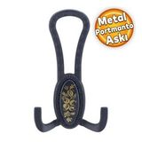 Palmira Portmanto Vestiyer Duvar Askısı Metal Dolap Elbise Askılığı Mat Siyah Desenli