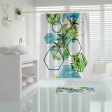 Palmiye Desen Banyo Perdesi-Renkli Lüx Baskılı Banyo Duş Perdesi, 180x200 Duşakabin Perdesi