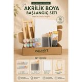 Palmiye Hobi Sanat Akrilik Boya Başlangıç Seti - Masaüstü Şövale, 10 Adet Fırça, 40x50 Tuval, 12 Adet 5 ML Akrilik Boya