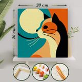 Palmiye Hobi Sanat Renkli Kedi Sayılarla Boyama 20x20 cm Tuval Seti Fırça Boya Dahil