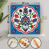 Palmiye Hobi Sanat Sayılarla Boyama 20X20 Tuval Seti Fırça Boya Dahil Çıtaya Gerili - Çini Deseni