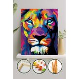 Palmiye Hobi Sanat Sayılarla Boyama 40x50 Cm Tuval Seti Fırça Boya Dahil Çıtaya Gerili - Aslan