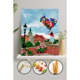 Palmiye Hobi Sanat Sayılarla Boyama 40x50 Cm Tuval Seti Fırça Boya Dahil Çıtaya Gerili - Balonlu Kız