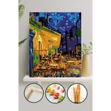 Palmiye Hobi Sanat Sayılarla Boyama 40x50 cm Tuval Seti Fırça Boya Dahil Çıtaya Gerili - Cafe Terrace At Night