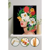 Palmiye Hobi Sanat Sayılarla Boyama 40x50 cm Tuval Seti Fırça Boya Dahil Çıtaya Gerili - Çiçek Deryası