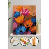 Palmiye Hobi Sanat Sayılarla Boyama 40x50 Cm Tuval Seti Fırça Boya Dahil Çıtaya Gerili - Çiçekler