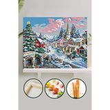 Palmiye Hobi Sanat Sayılarla Boyama 40x50 Cm Tuval Seti Fırça Boya Dahil Çıtaya Gerili - Kar Manzarası