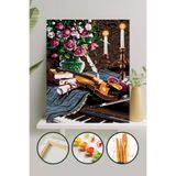 Palmiye Hobi Sanat Sayılarla Boyama 40X50 cm Tuval Seti Fırça Boya Dahil Çıtaya Gerili Keman