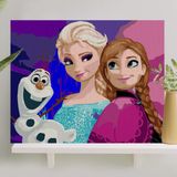 Palmiye Hobi Sanat Sayılarla Boyama Tuval Seti Fırça Boya Dahil (Çıtalı) 40x50 CM - Elsa & Karlar Ülkesi