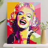 Palmiye Hobi Sanat Sayılarla Boyama Tuval Seti Fırça Boya Dahil (Çıtalı) 40x50 CM - Marilyn Monroe