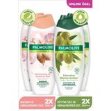 Palmolive Duş Jeli Badem ve Nemlendirici Süt 2 x 500 ML + Zeytin Özü ve Nemlendirici Süt 2 x 500 ML