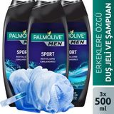 Palmolive Men Sport Erkek Duş Jeli 500 ml x 3 Adet + Duş Lifi