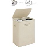 Paloma 100L Çift Yıkanabilir Bölmeli Katlanabilir Kumaş Kirli Çamaşır Sepeti Cappuccino Beige Xl