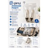 Palpak Ayakkabı Taşıma ve Saklama Poşeti, Çiftli Paketlemeye Uygun ve Pudra Kokulu 3 Adet (44.5X46.5 Cm) - Şeffaf - Beyaz