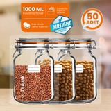 Palpak Çevreci, Geri Dönüştürülebilir, Kavanoz Görünümlü, Kilitli, Gıda Saklama Poşeti (17X27 cm - 1000 ml ) 50 Adet - Ahşap - Beyaz