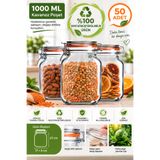 PALPAK Çevreci, Geri Dönüştürülebilir, Kavanoz Görünümlü, Kilitli, Gıda Saklama Poşeti (17x27 cm - 1000 ml ) 50 Adet