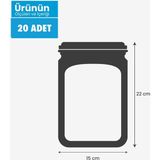 Palpak Gümüş Desenli Kavanoz Görünümlü Saklama Poşeti 20 Adet (15X22 cm - 700 ml ) - 15 x 22 cm