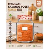 Palpak Kalp Desenli Kavanoz Görünümlü Saklama Poşeti (15X22 cm - 700 ml ) 20 Adet - 15 x 22 cm