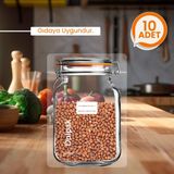 Palpak Klips Desenli Büyük Boy Kavanoz Görünümlü Kilitli Doypack Saklama Poşeti 10 Adet (17X27CM - 1000ML) - 17 x 27 cm