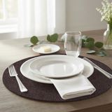 Pals Tekstil Deri Amerikan Servis / Supla / Placemats / 34X34 Yuvarlak / 4'lü Set - 34 x 34 - Acı Kahverengi