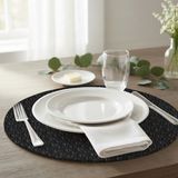 Pals Tekstil Deri Amerikan Servis / Supla / Placemats / 34X34 Yuvarlak / 4'lü Set - 34 x 34 - Siyah