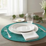 Pals Tekstil Deri Amerikan Servis / Supla / Placemats / 34X34 Yuvarlak / 4'lü Set - 34 x 34 - Turkuaz