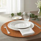 Pals Tekstil Deri Amerikan Servis / Supla / Placemats / 34X34 Yuvarlak / 4'lü Set - 34 x 34 - Turuncu