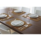 Pals Tekstil Deri Amerikan Servis / Supla / Placemats / 40X33 Dikdörtgen / 4'lü Set - 40 x 33 cm - Altın