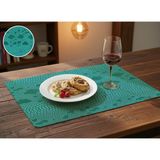 Pals Tekstil Deri Amerikan Servis / Supla / Placemats / 40X33 Dikdörtgen / 4'lü Set - 40 x 33 cm - Turkuaz