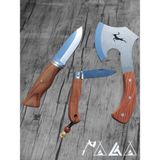 Palta Outdoor Geyikli Balta Bushcraft Bıçak Seti Ketezli Çakı ve Hakiki Deri Kılıf Hediyeli 3'lü Set - Kırmızı