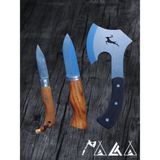 Palta Outdoor Geyikli Balta Bushcraft Bıçak Seti Ketezli Çakı ve Hakiki Deri Kılıf Hediyeli 3'lü Set - Siyah
