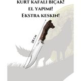 Palta Outdoor Kurt Başlı Şef Bıçağı Paslanmaz Çelik 28CM Ceviz Ağacı Kılıf li - Kahverengi