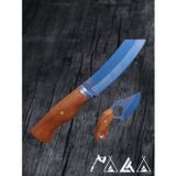 Palta Outdoor Satır Model Bushcraft Bıçak Taktik Kolye Bıçak 2'li Set Ceviz Saplı Deri Kılıf Hediyeli