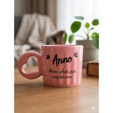 Palto Tasarım Anne Baskılı El Yapımı Pembe Parlak Eros Kupa - El Işçiliği Hediyelik Kupa Bardak - Krem - 300 ml