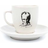 Palto Tasarım Atatürk Portre Krem Türk Kahvesi Fincanı - Hediye Seramik Türk Kahvesi Fincanı - 1 Adet