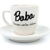 Palto Tasarım Baba Krem Türk Kahvesi Fincanı - Hediye Seramik Türk Kahvesi Fincanı - Antrasit