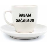 Palto Tasarım Babam Sağolsun Krem Türk Kahvesi Fincanı - Seramik Türk Kahvesi Fincanı - 1 Adet