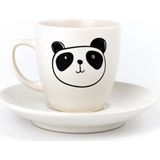 Palto Tasarım Çizim Panda Krem Türk Kahvesi Fincanı