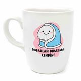 Palto Tasarım Dobarlan Bırakma Kendini Krem Oval Kupa - Hediye Seramik Kupa