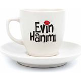 Palto Tasarım Evin Hanımı Krem Türk Kahvesi Fincanı - Seramik Türk Kahvesi Fincanı - 1 Adet