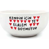 Palto Tasarım Kendin Için Ye Elalem Doymuyor Krem Seramik Kase