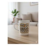 PALTO TASARIM Köpek Gibi Çalışıp Kraliçeler Gibi Yaşayan Bir Kadınım Krem Oval Kupa - Hediyelik Kupa Fincan Mug